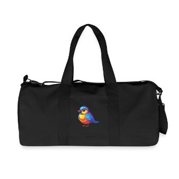 Mésange coloré Kawaii personnage de dessin animé oiseau - Sac de sport en toile recyclée Stanley/Stella - noir - Devant
