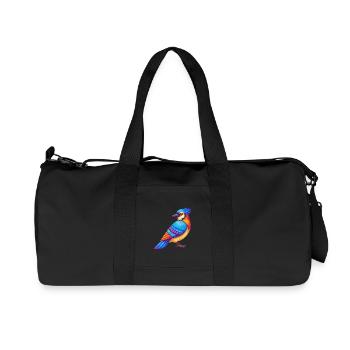 Blue Jay Colorful Kawaii Cartoon Character Bird - Recycled Canvas Sports Bag by Stanley/Stella - black - Front