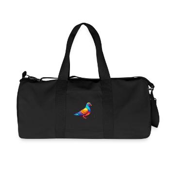 Pigeon Colorful Kawaii Cartoon Character Bird - Recycled Canvas Sports Bag by Stanley/Stella - black - Front