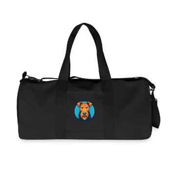 Airedale Terrier Chien Mignon Kawaii Dessin Animé Logo Pour Animaux De Compagnie - Sac de sport en toile recyclée Stanley/Stella - noir - Devant