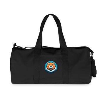 Beaver Cute Kawaii Cartoon Clipart Animal Pet Logo - Recycled Canvas Sports Bag by Stanley/Stella - black - Front