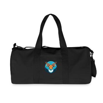 Deer Cute Kawaii Cartoon Clipart Animal Pet Logo - Recycled Canvas Sports Bag by Stanley/Stella - black - Front