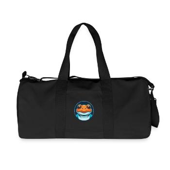 Frog Cute Kawaii Cartoon Clipart Animal Pet Logo - Recycled Canvas Sports Bag by Stanley/Stella - black - Front