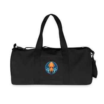 Squid Cute Kawaii Cartoon Clipart Animal Pet Logo - Recycled Canvas Sports Bag by Stanley/Stella - black - Front
