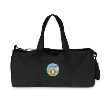 Aye Aye Cute Kawaii Cartoon Clipart Animal Pet - Recycled Canvas Sports Bag by Stanley/Stella - black - Front