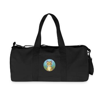 Ocelot mignon kawaii dessin animé clipart animal de compagnie - Sac de sport en toile recyclée Stanley/Stella - noir - Devant