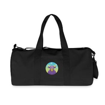Bull Cute Kawaii Cartoon Clipart Animal Pet - Recycled Canvas Sports Bag by Stanley/Stella - black - Front