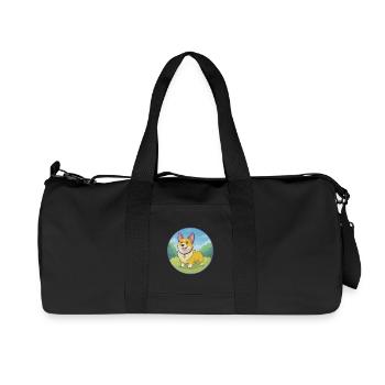 Corgi Dog Cute Kawaii Cartoon Clipart Animal Pet - Recycled Canvas Sports Bag by Stanley/Stella - black - Front