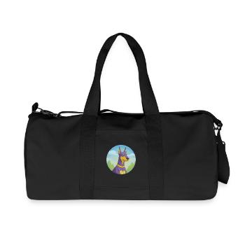 Dobermann Dog Cute Kawaii Cartoon Clipart Animal - Recycled Canvas Sports Bag by Stanley/Stella - black - Front