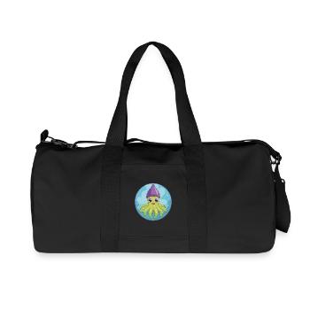 Squid Cute Kawaii Cartoon Clipart Animal Pet - Recycled Canvas Sports Bag by Stanley/Stella - black - Front
