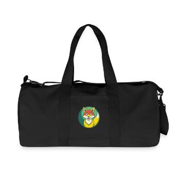Fuchs süße Kawaii Cartoon Clipart Haustier Tier - Recycelte Canvas-Sporttasche von Stanley/Stella - Schwarz - Vorne