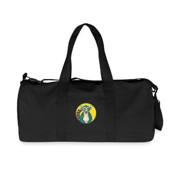 Lemur Cute Kawaii Cartoon Clipart Pet Animal - Recycled Canvas Sports Bag by Stanley/Stella - black - Front