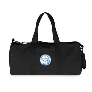 Bichon frisé chien bleu kawaii dessin animé personnage animal de compagnie - Sac de sport en toile recyclée Stanley/Stella - noir - Devant