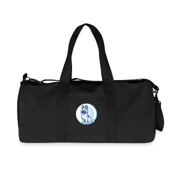 German Shepherd Dog Blue Kawaii Cartoon Character - Recycled Canvas Sports Bag by Stanley/Stella - black - Front
