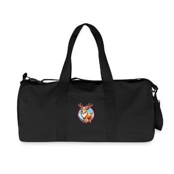 Elk mignon drôle Kawaii dessin animé Clipart animal de compagnie - Sac de sport en toile recyclée Stanley/Stella - noir - Devant