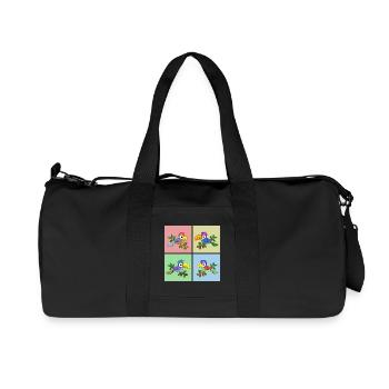Vier Bunte Papageien in verschiedenen Farben - Recycelte Canvas-Sporttasche von Stanley/Stella - Schwarz - Vorne