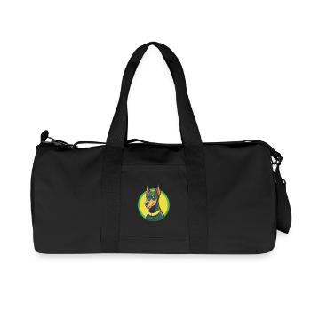 Dobermann Dog Cute Kawaii Cartoon Clipart Animal - Recycled Canvas Sports Bag by Stanley/Stella - black - Front