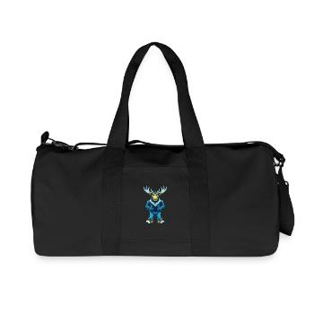 Moose Cool Kawaii Cartoon Character Clipart - Recycled Canvas Sports Bag by Stanley/Stella - black - Front