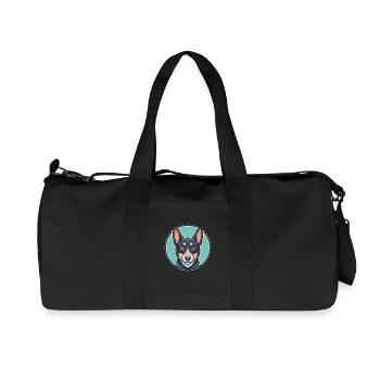 Australian Kelpie Dog Breed Cartoon Kawaii Clipart - Recycled Canvas Sports Bag by Stanley/Stella - black - Front