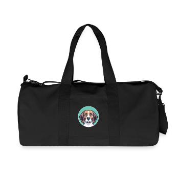 Beagle Harrier Dog Breed Cartoon Kawaii Clipart - Recycled Canvas Sports Bag by Stanley/Stella - black - Front