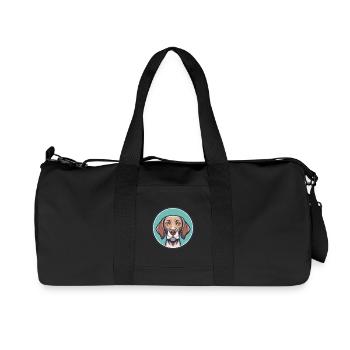 Belgian Pointer Dog Breed Cartoon Kawaii Clipart - Recycled Canvas Sports Bag by Stanley/Stella - black - Front