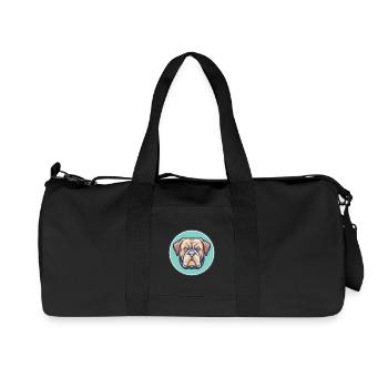 French Bordeaux Mastiff Dog Breed Cartoon Kawaii - Recycled Canvas Sports Bag by Stanley/Stella - black - Front