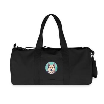 Norwegian Buhund Dog Breed Cartoon Kawaii Clipart - Recycled Canvas Sports Bag by Stanley/Stella - black - Front