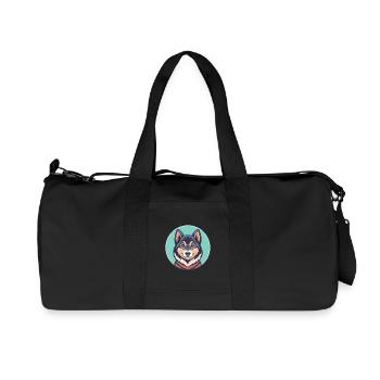Salish Wool Dog Breed Funny Cartoon Kawaii Clipart - Recycled Canvas Sports Bag by Stanley/Stella - black - Front