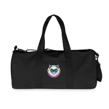 Himalaya-Katzenrasse Karikatur Kawaii Tier Haustier - Recycelte Canvas-Sporttasche von Stanley/Stella - Schwarz - Vorne
