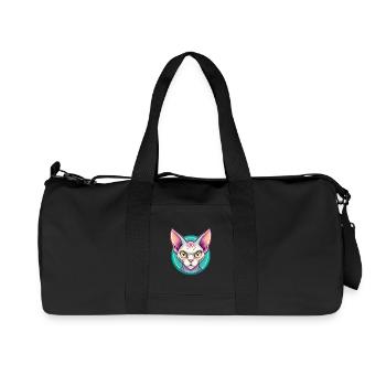 Devon Rex Katzenrasse Cartoon Kawaii Tier Haustier - Recycelte Canvas-Sporttasche von Stanley/Stella - Schwarz - Vorne