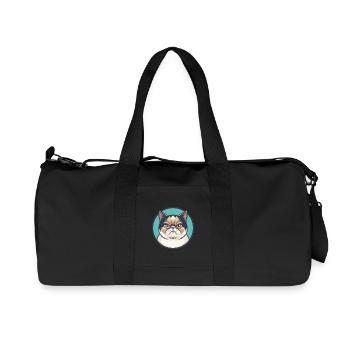 Exotic Shorthair Cat Breed Cartoon Kawaii Animal - Recycled Canvas Sports Bag by Stanley/Stella - black - Front