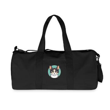 Japanese Bobtail Cat Breed Cartoon Kawaii Animal - Recycled Canvas Sports Bag by Stanley/Stella - black - Front