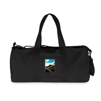 Mendip Hills Anob Travel Poster Souvenir Paint WPA - Recycled Canvas Sports Bag by Stanley/Stella - black - Front