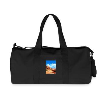Aït Benhaddou Morocco Travel Poster Souvenir WPA - Recycled Canvas Sports Bag by Stanley/Stella - black - Front