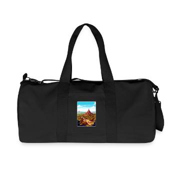 Old Bagan Myanmar Travel Poster Souvenir Paint WPA - Recycled Canvas Sports Bag by Stanley/Stella - black - Front