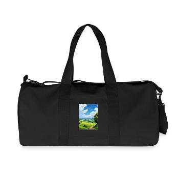 Dorset Aonb Travel Poster Souvenir Postcard Paint - Recycled Canvas Sports Bag by Stanley/Stella - black - Front