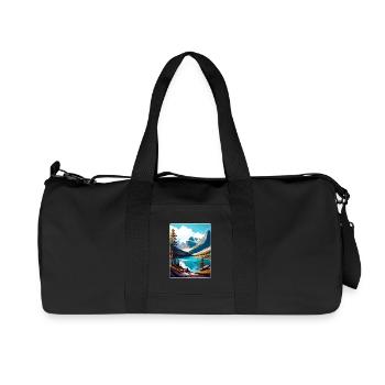 Glacier National Park Travel Poster Souvenir WPA - Recycled Canvas Sports Bag by Stanley/Stella - black - Front