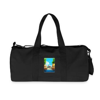 Rome Italy Travel Poster Souvenir Postcard Paint - Recycled Canvas Sports Bag by Stanley/Stella - black - Front