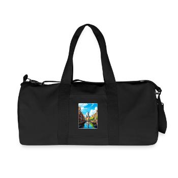 Amsterdam Netherlands Travel Poster Souvenir WPA - Recycled Canvas Sports Bag by Stanley/Stella - black - Front