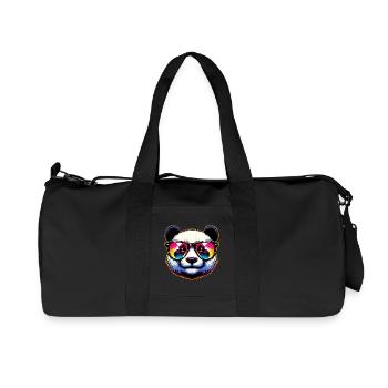 Panda mit Sonnenbrille - Recycelte Canvas-Sporttasche von Stanley/Stella - Schwarz - Vorne