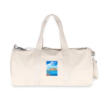 Saint Tropez Frankreich Vintage Reiseposter Souvenir - Recycelte Canvas-Sporttasche von Stanley/Stella - Naturweiß - Vorne