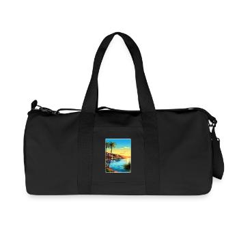 French Riviera France Travel Poster Souvenir WPA - Recycled Canvas Sports Bag by Stanley/Stella - black - Front