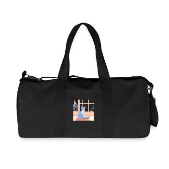 Blue Cat by Window Afternoon - Recycled Canvas Sports Bag by Stanley/Stella - black - Front