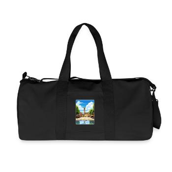 Arezzo Italy Travel Poster Souvenir Postcard Paint - Recycled Canvas Sports Bag by Stanley/Stella - black - Front