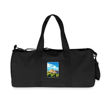 Athens Greece Travel Poster Souvenir Painting WPA - Recycled Canvas Sports Bag by Stanley/Stella - black - Front