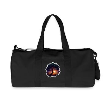 Sonnenuntergangsbaum Sticker - Recycelte Canvas-Sporttasche von Stanley/Stella - Schwarz - Vorne