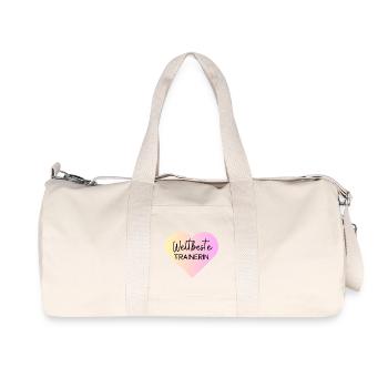 Weltbeste Trainerin! Personalisierbar - Recycelte Canvas-Sporttasche von Stanley/Stella - Naturweiß - Vorne