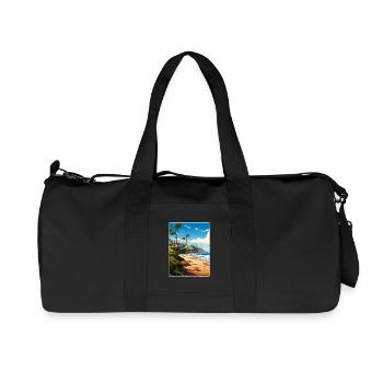 Malibu Kalifornien Reise Poster Souvenir Farbe WPA - Recycelte Canvas-Sporttasche von Stanley/Stella - Schwarz - Vorne
