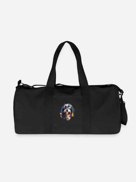 Tibet Terrier mit Sonnenbrille - Recycelte Canvas-Sporttasche von Stanley/Stella - Schwarz