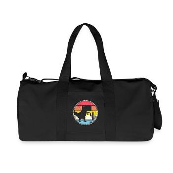 Pixel Sunset Circle with Silhouette - Recycled Canvas Sports Bag by Stanley/Stella - black - Front